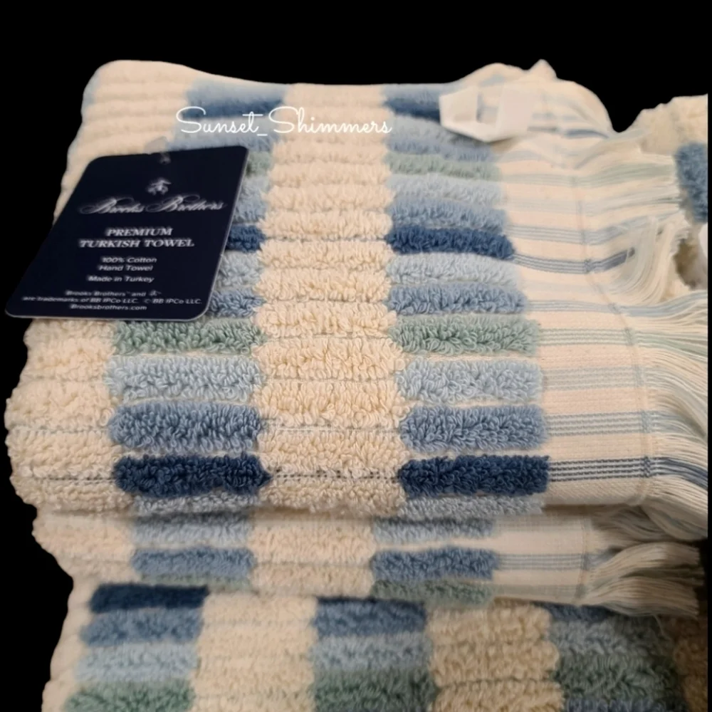 6pc BROOKS BROTHERS Mosaic Tile THICK PLUSH TURKISH Towel Set New